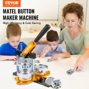 VEVOR Buttonmaschine 7,62cm Badge Punch Press Kit, Kinder DIY Geschenke Knopfmachermaschine, Button Herstellung Abzeichen mit 500 Stk. Button Teile & Kreisschneider & Zauberbuch