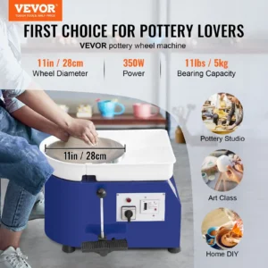 VEVOR Topferscheibe Keramik Rad Maschine 350 W, Elektrische Topferscheibe Maschine 28 cm 300 U/min Topferscheibenmaschine, mit Pedal & Schurze Formmaschine, Geeignet fur Anfanger, Enthusiasten usw.