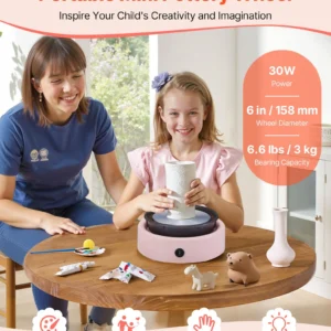 VEVOR Mini Topferscheibe Maschine Elektrisch 158mm Tonscheibe Drehteller Rosa Rund
