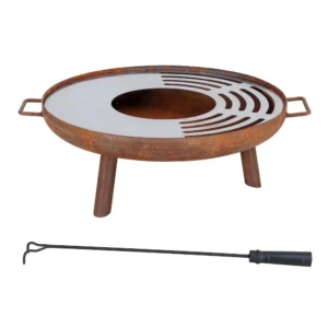 28 in. Fire Pit Outdoor Steel Rusic Firepit Patio Wood Burning Fire Pits