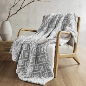 Amira Dream Soft Heated Throw in Grey Geo