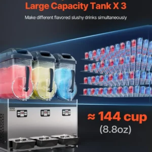 12Lx3 Tank Commercial Slushy Machine Margarita Smoothie Frozen Drink Maker