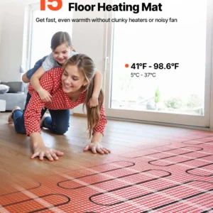 15 sqft Self-Adhesive Mesh Floor Heating Mat 120V Radiant Heated System