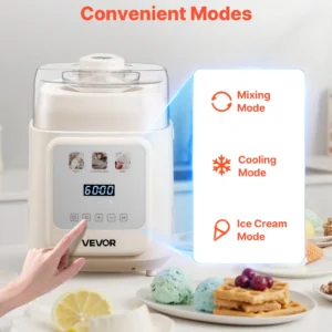1 Quart Automatic Ice Cream Maker with Built-in Compressor No Pre-freezing