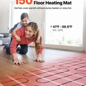 150 sqft Self-Adhesive Mesh Floor Heating Mat 120V with Thermostat
