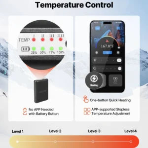 VEVOR Heated Socks, 5000mAh Battery Powered, Rechargeable Heating Socks with 4 Heating Levels, Electric Heated Sock with APP Control for Men Women, Foot Warmer for Hunting Riding Camping Hiking